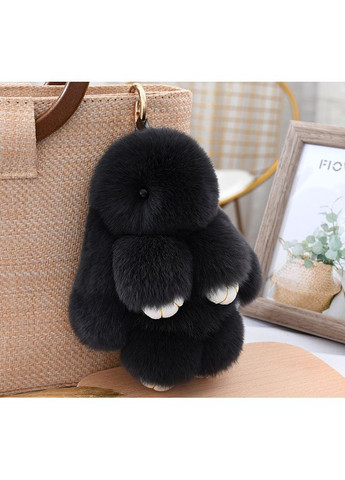 Меховой брелок заяц для сумки и рюкзака пушистый черный No Brand (351536736)
