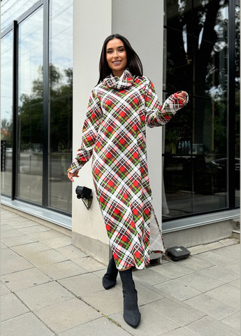 Комбинированное спортивное, повседневный, кэжуал, джинсовое повседневное комфортное платье свободного кроя INNOE в клетку