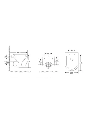 Унітаз підвісний TOPPER-0302-T3 490х360х380mm, система змиву TORNADO 3.0 (MP6599) Mixxus (388168445)