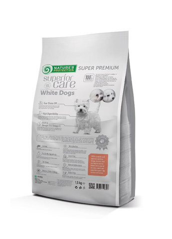 Сухой корм для собак Superior Care White Dogs Adult Small&Mini Breeds с лососем 1.5 кг Nature's Protection (293241630)