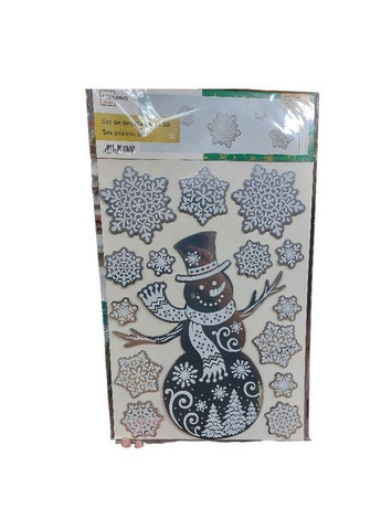 Новорічна наклейка Сніговик зі сніжинками 29 на 41 см сріблястий Livarno home Наклейка (361931063)