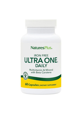 Вітаміни та мінерали Ultra One Daily Caps Iron Free, 60 капсул Natures Plus (293341902)