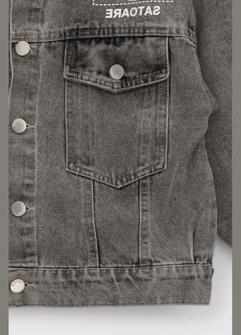 Серая демисезонная куртка джинсовая No Brand