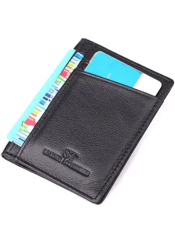 Чоловічий гаманець для карток із натуральної шкіри 23091 Чорний st leather (330642784)