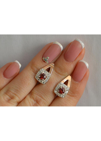 Срібні сережки з пластинами із золота Silver Style (367112951)