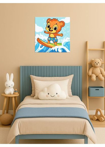 Картина за номерами - Літо. Ведмедик ловить хвилю ©art_selena_ua 25х25 см IDEYKA (362203687)