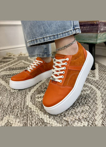 Кеды женские комбинированные на шнуровке.. 39 размер Vasha para оранжевые (331346189)