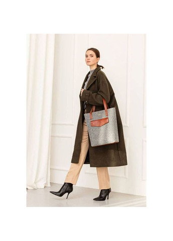 Фетровая сумка женская через плечо шоппер D.D. с кожаными коричневыми вставками BlankNote (302008818)