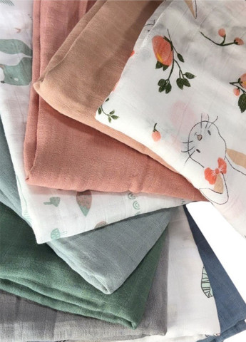 Набор органических пеленок 3 шт – мягкие, дышащие, размер ХL-110 x 115 см Лесные звери Lovely Svi Комплект муслінових пелюшок (336493753)