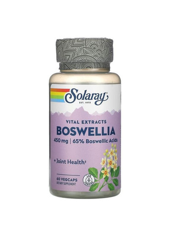 Босвеллия 450 мг Boswellia экстракт для здоровья суставов 60 растительных капсул Solaray (292786066)