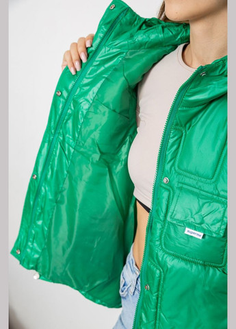 Жилет жіночий однотонний з капюшоном, колір зелений, 244R810 Ager (313290053)