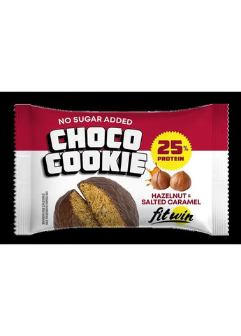 Бокс Протеїнового Печива 25% Hazelnut Salted Caramel Солона карамель без цукру, 400г 10 шт FitWin (388665716)