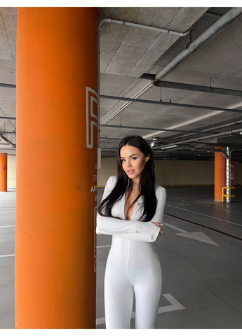 Жіночий термо-комбінезон на флісі No Brand молочний спортивний, повсякденний