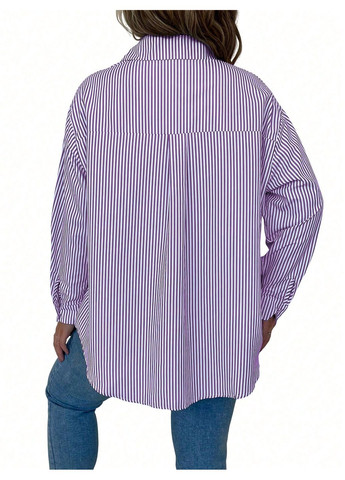Лиловая повседневный рубашка в полоску SHEIN