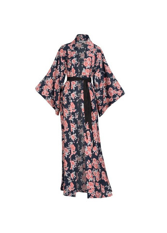 Халат-кимоно длинный на запах в японском стиле с поясом Розы Garna (289362492)