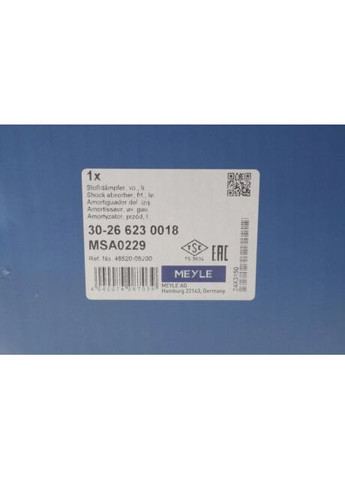 Амортизатор подв. TOYOTA Avensis (T25) (04/03-11/08) передн. лев. (пр-во) 30-26 623 0018 Meyle (368211040)