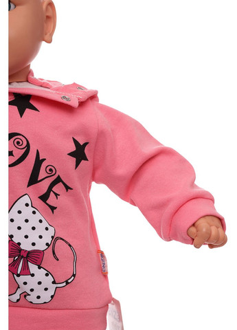 Рожевий демісезонний костюм з довгим рукавом для дівчинки трикотажні з кішками рожевий 74 см (30421) BABYKROHA