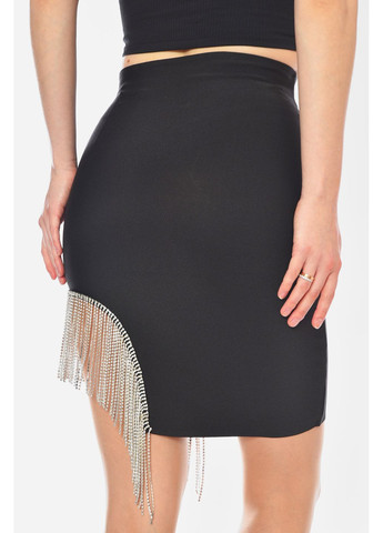 Черная повседневная однотонная юбка женская однотонная черного цвета Let's Shop плиссе