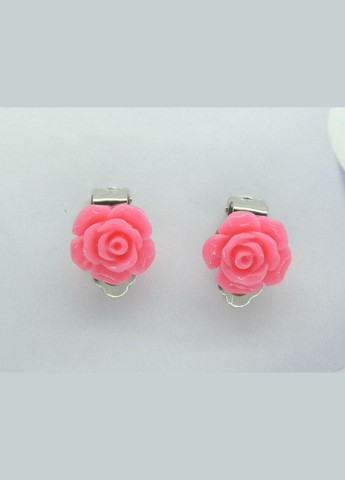 Серьги клипсы детские для ушей без пробивания цветок Розовая чайная Роза Liresmina Jewelry (285110996)