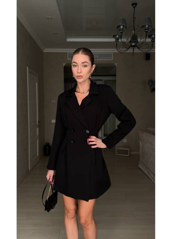 Черное праздничный платье-пиджак 🤍 замеры в описании платье-жакет Vione однотонное