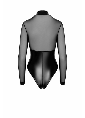 Боді F321 Edge,, низ під латекс, верх сітка, блискавка на все тіло, декор кільця - CherryLove Noir Handmade (339868094)