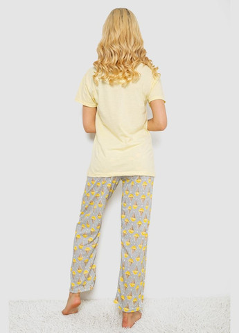 Желтая всесезон женская пижама с принтом,, Ager