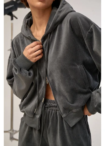 Однотонный велюровый спортивный костюм с капюшоном Lurex (386440234)