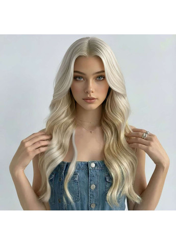 Перука хвиляста довга 70 см зі штучного волосся жіноча Блондин No Brand (370203699)