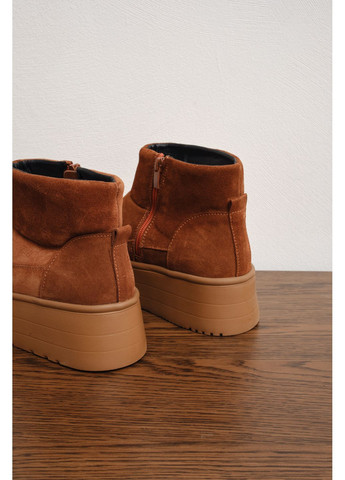 Жіночі короткі зимові уггі з рудої натуральної замші на високій підошві з боковою блискавкою (відшив 3 дні) Paradize (365756008)