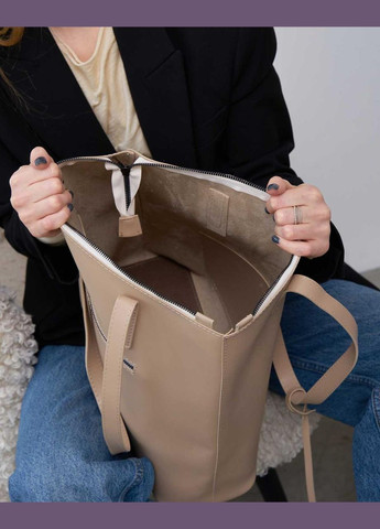 Женская сумка-шоппер из экокожи с двумя ручками на плечо «Венди» бежевая WeLassie (298571358)