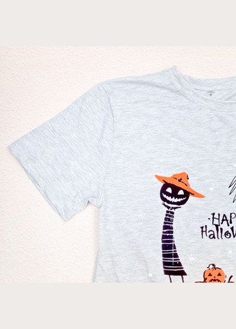 Серая футболка dexter` мужская с принтом happy halloween s dexter's