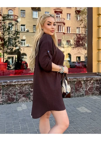Темно-коричнева сукня-сорочка Україна