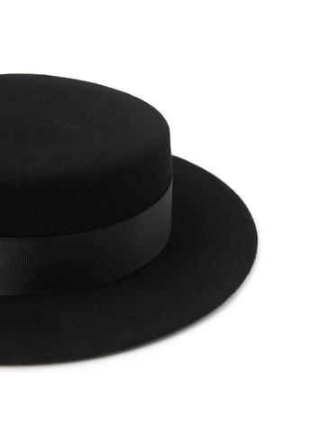 Шляпа канотье женская с лентой фетр черная LuckyLOOK 659-965 (289478403)