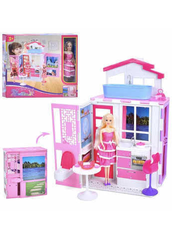 Домик для куклы двухэтажный 93*39*72 с лифтом и мебелью No Brand (370030822)
