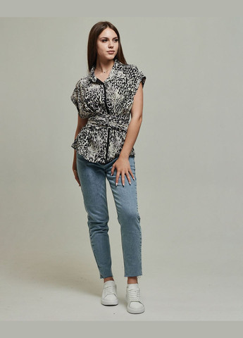 Чёрно-белую блуза черно-белая леопард Mira mia