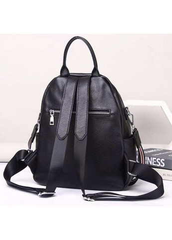 Женский кожаный рюкзак городской с ремнем 23х30х11, сумка на спину для обучения, черная Tiding Bag (370159517)