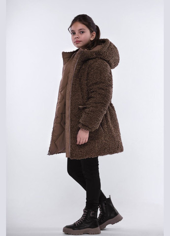 Комбинированная зимняя пальто ткапучиновый Cvetkov Амелия