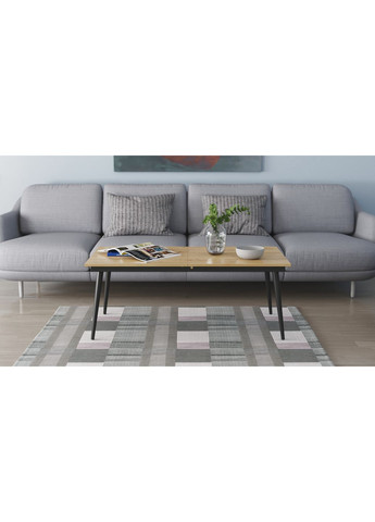Стіл журнальний трансформер Dandi Small 45x120(160)x70 Чорний метал ДСП Дуб Артізан 16 мм (FRD-106800) Ferrum-decor (353500785)