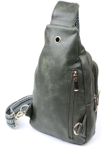 Сумка слінг через плече жіноча з екошкіри для телефону та для документів середня Зелений 38942 Vintage (351403615)