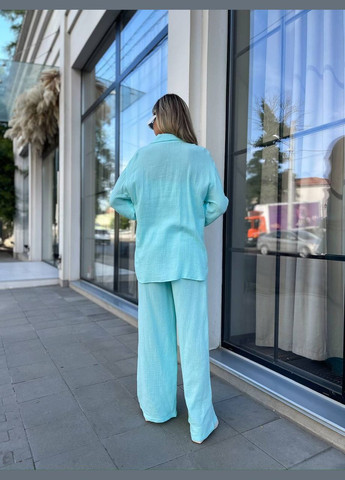 Жіночий трійка брючний блакитний No Brand костюм (322301255)