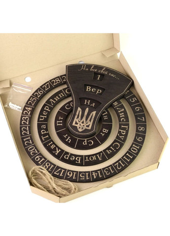 Дерев'яний круглий настінний вічний календар "Black white" | Оригінальний подарунок босу Handmade 218-007-003 (345646840)