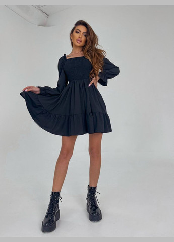 Чорна повсякденний жіноча сукня з спідницею-сонце Україна однотонна