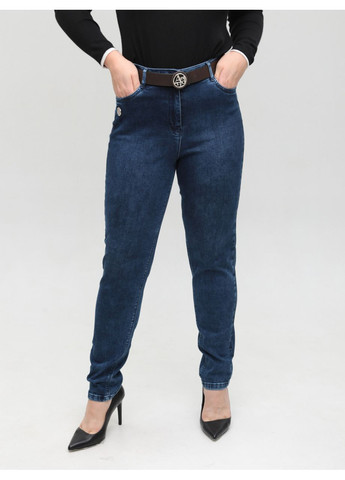 Джинсы женские темно-синие приталенные МОМ большие размеры Slim mom Adorati - (358501741)