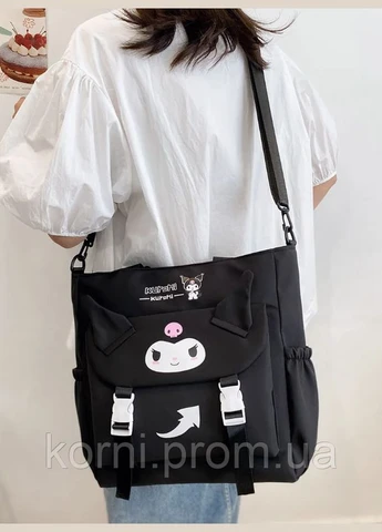 Женская подростковая сумка шоппер через плечо для школы Куроми Kuromi Hello Kitty геншен, манги, Мелоди аниме Sanrio (331146135)
