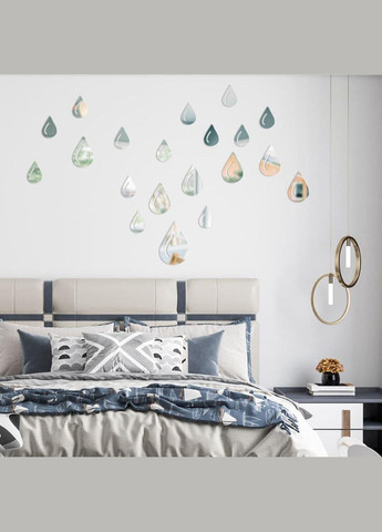 Зеркальный декор акриловый самоклеящийся Капли серебро,20шт (D) SW-00002492 Sticker Wall (365248200)