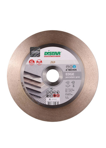 Алмазный диск для обработки кромок 1A1R Edge (180 х 1.4 мм, 25.4 мм) усиленный отрезной круг 11120421014 (10336) Distar (286423712)