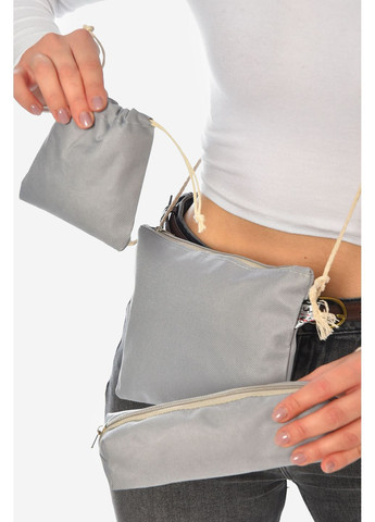 Рюкзак женский 5в1 серого цвета с принтом Let's Shop (365726800)