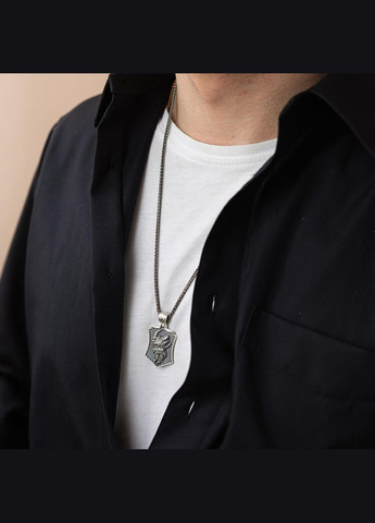 Срібний кулон Вовк виє на місяць 376 Oniks (264392847)