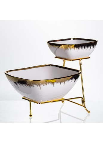 Фруктовниця порцелянова на 2 яруси 31*23*25 см на металевій підставці Yiwu (366670471)