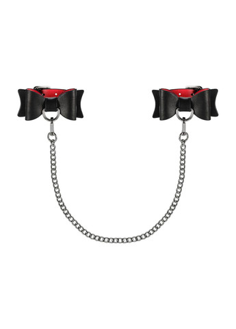 Шкіряні наручникибанти з довгим ланцюгом A745 cuffs, чорно-червоні - CherryLove Obsessive (291442620)